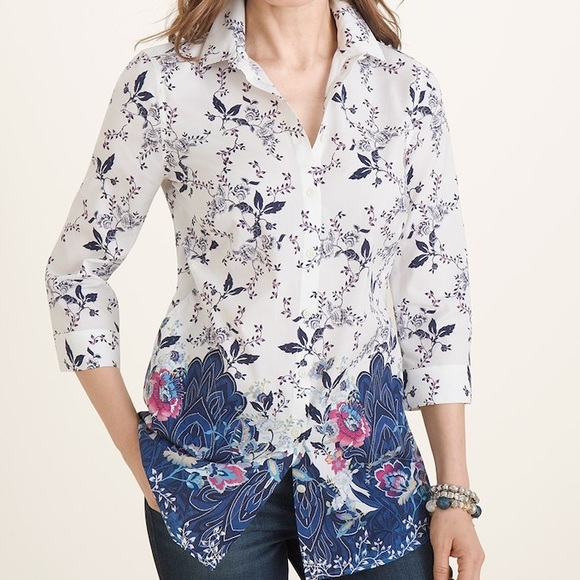 Chico's Tops - Chico’s Jacobean Stain Shield Pocket Tunic